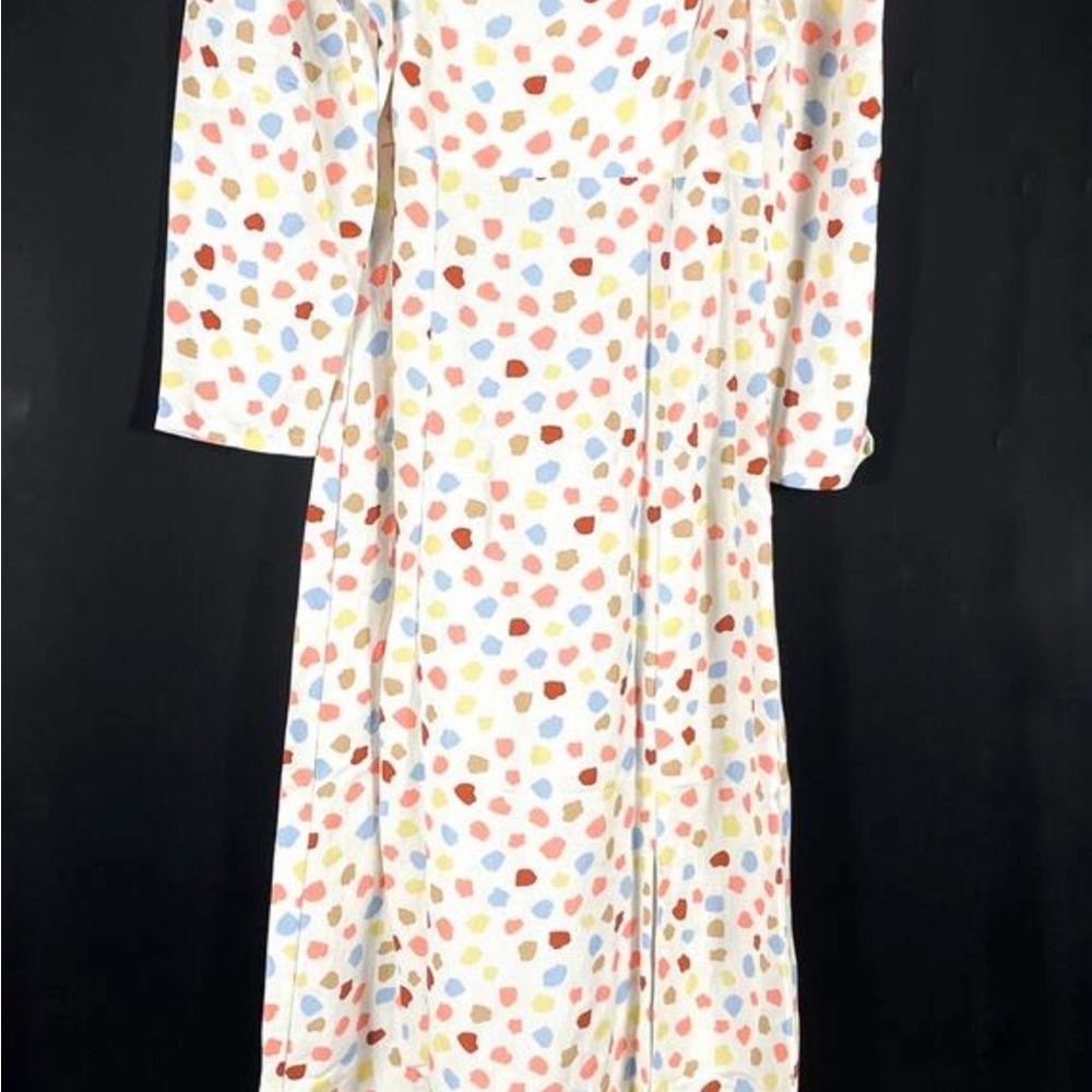 RIXO Hattie Maxi Multicolor Tulip Long Sleeve Smocked Back Dress Medium M - Picture 6 of 9